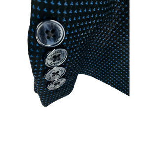 44R Versace Mens 100% Bamboo 2 Button Blazer Sport Coat Jacket Black Blue EUR 54